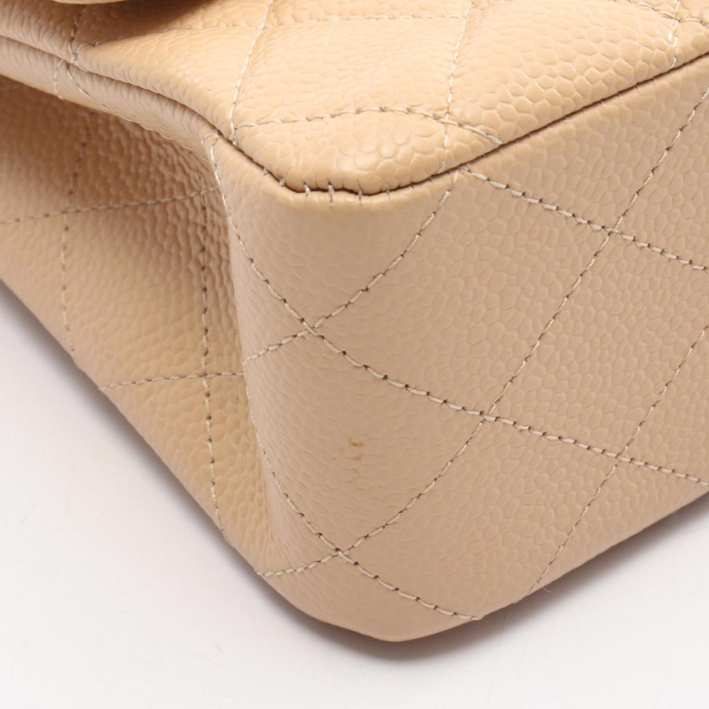 Chanel Beige Grained Calfskin Shoulder Bag (Pre-Owned)