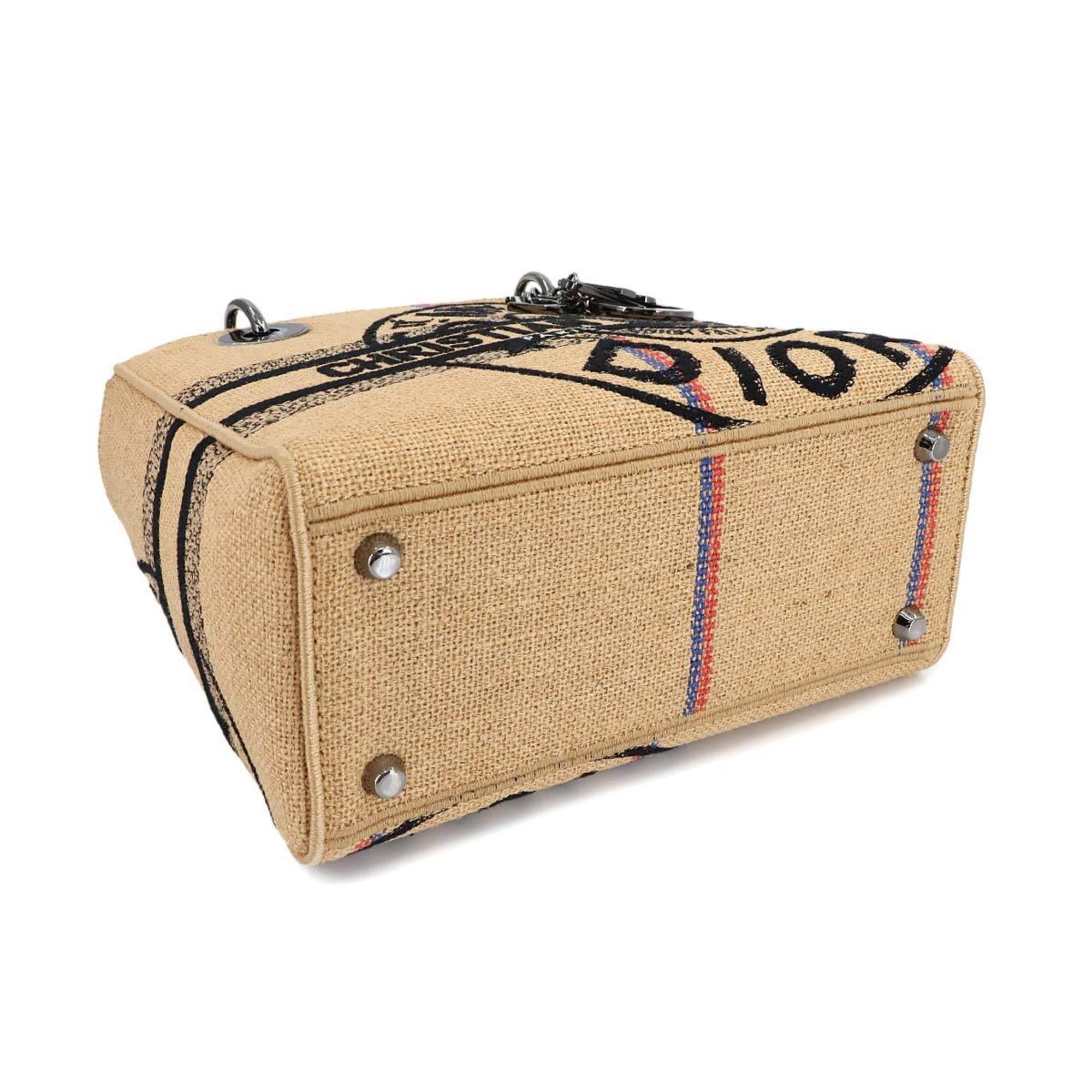 Christian Dior Beige Canvas Handbag Shoulder Bag (Pre-Owned)