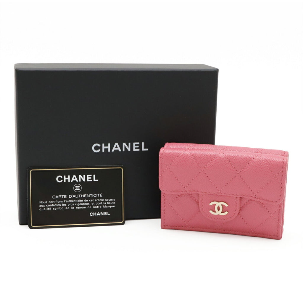 Chanel Pink Grained Calfskin Wallet (Tri-Fold) (Pre-Owned)