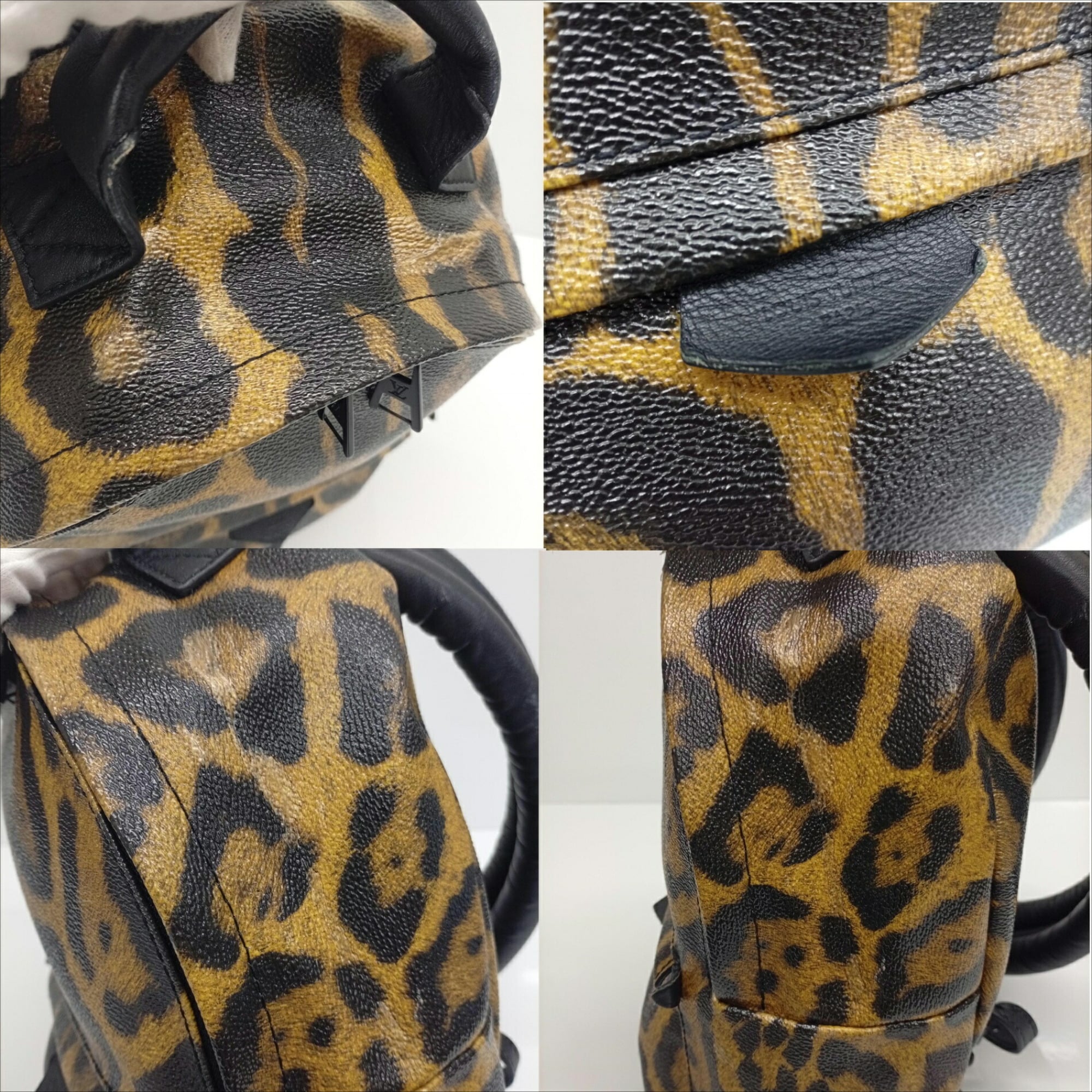 Louis Vuitton Black Brown Leopard Pvc Coated Canvas Leather Backpack (Pre-Owned)