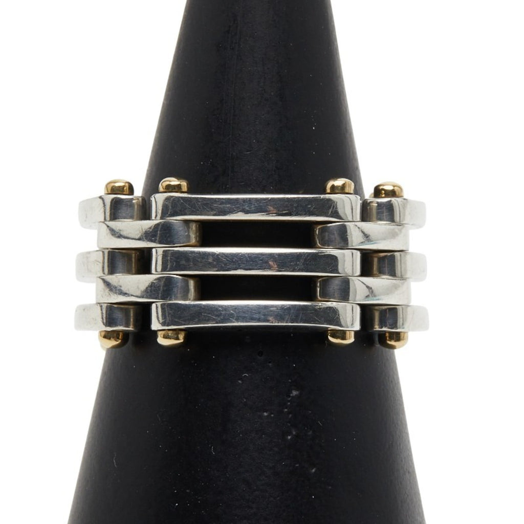 Tiffany Silver Yellow Gold Yellow Gold (18K) Silver 925 Band Ring (Pre-Owned)