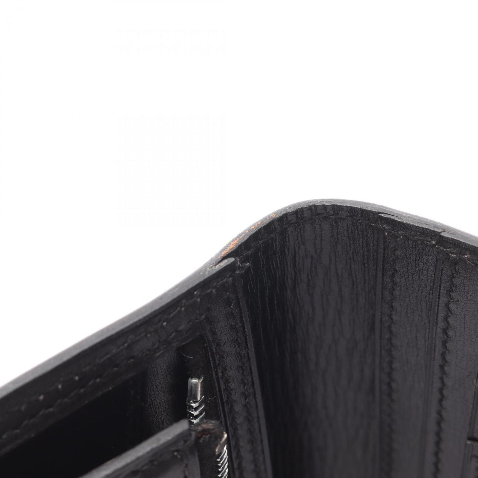 Hermes Black Box Calf Leather Long Wallet (Bi-Fold) (Pre-Owned)