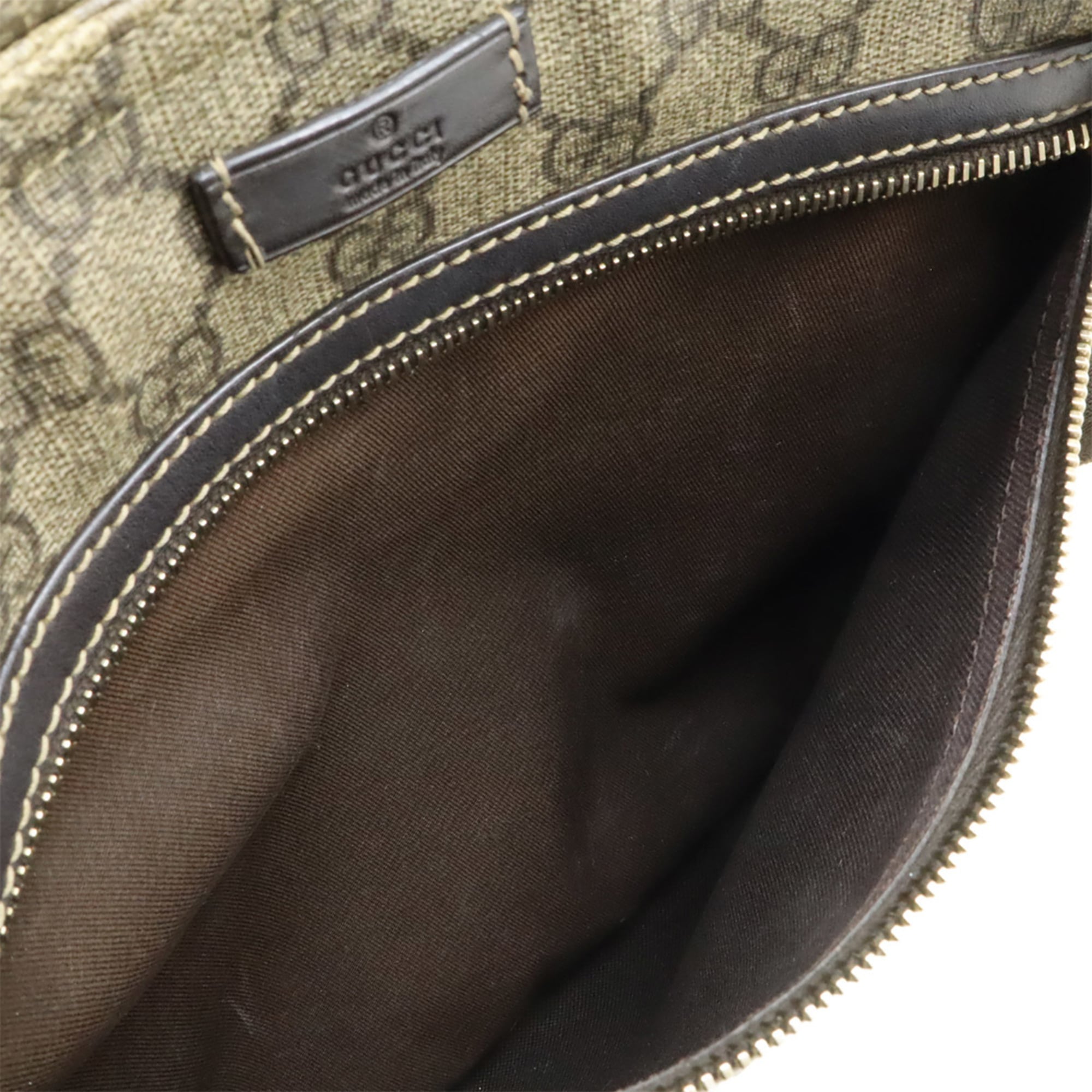 Gucci Beige Brown Dark Brown Khaki Gg Supreme Canvas Leather Shoulder Bag (Pre-Owned)