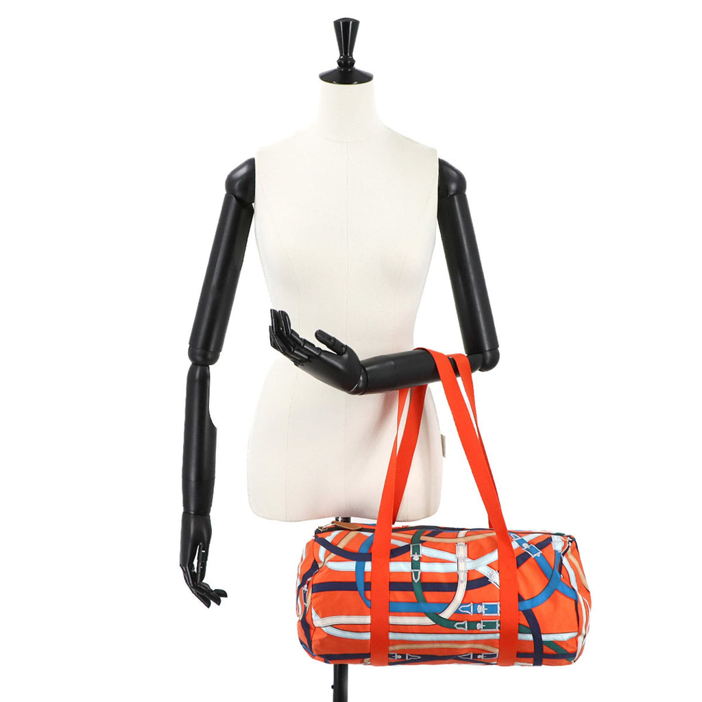 Hermes Multi-Color Orange Silk Leather Shoulder Bag (Pre-Owned)