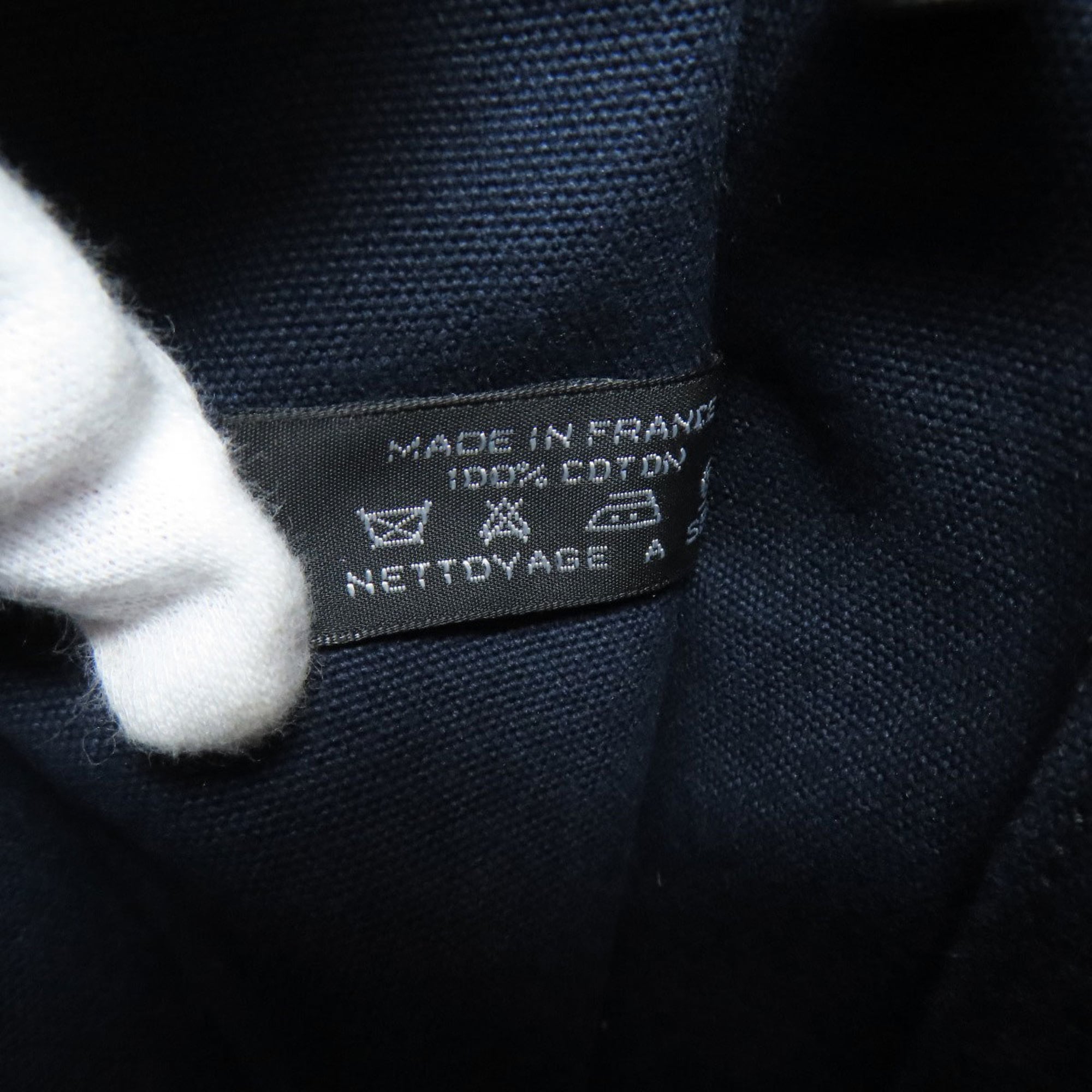 Hermes Black Navy Canvas Handbag (Pre-Owned)