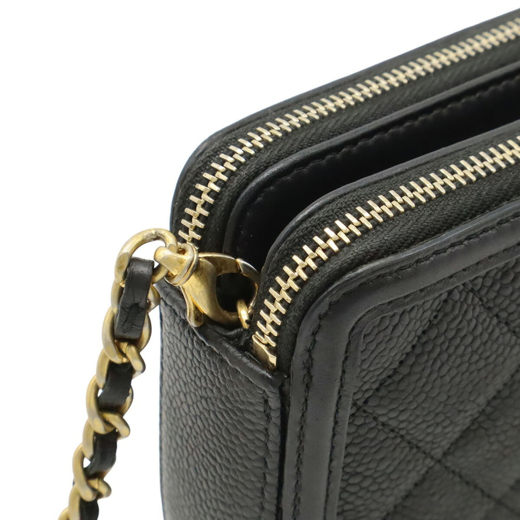 Chanel Black Grained Calfskin Pochette Shoulder Bag (Pre-Owned)