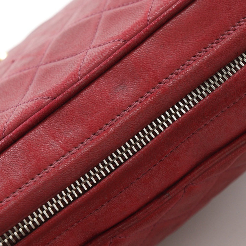 Chanel Matelasse Red Color Leather Shoulder Bag (Pre-Owned)