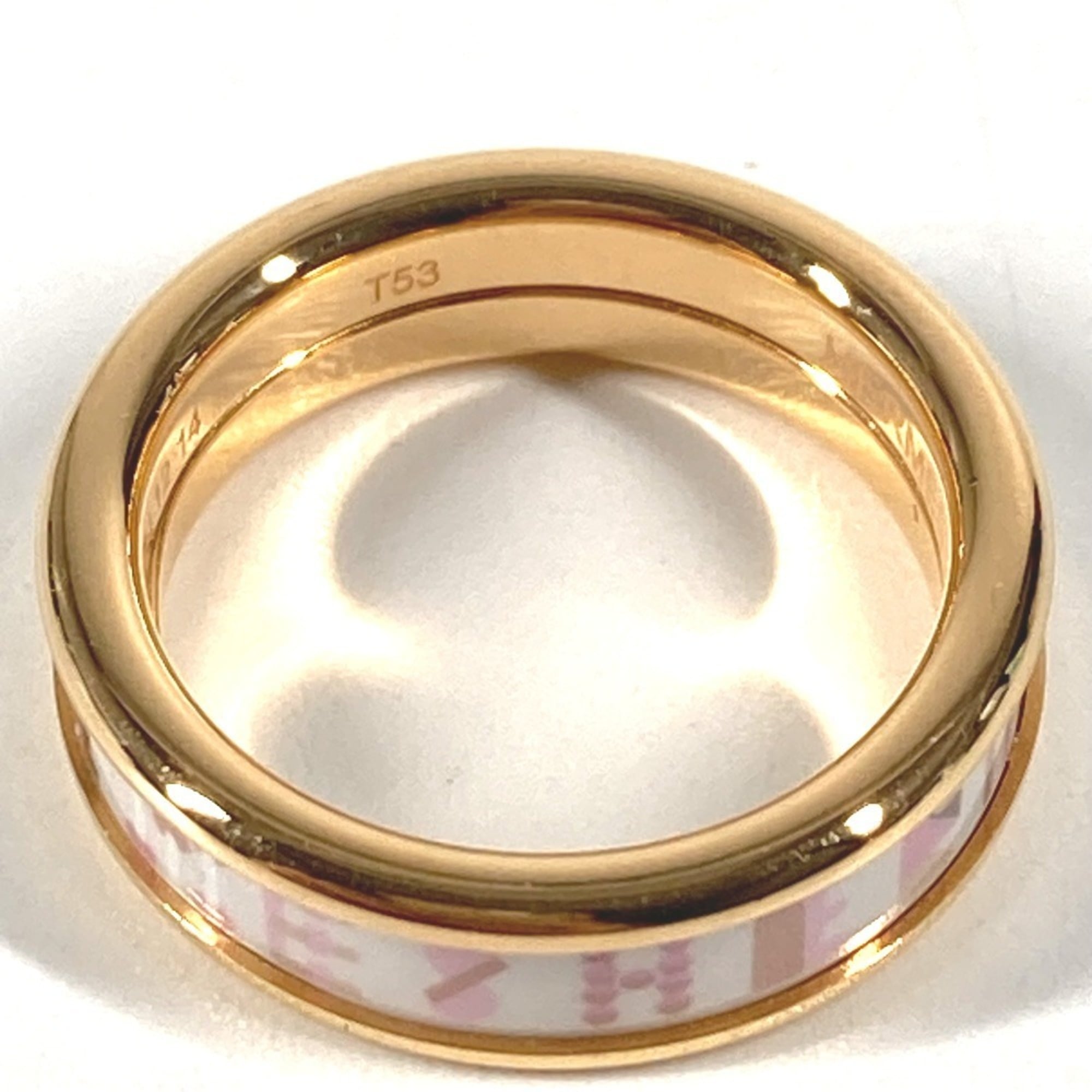 Hermes Gold Pink White Metal Band Ring (Pre-Owned)