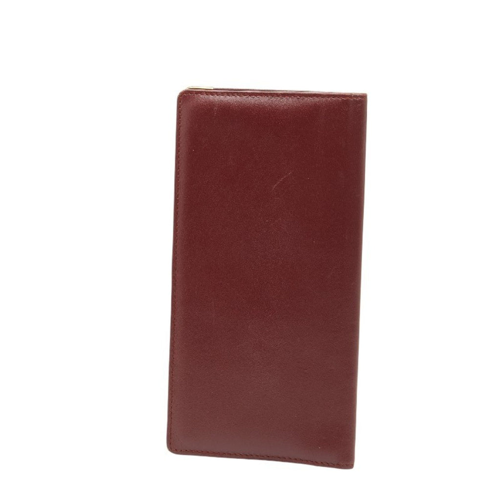 Cartier Bordeaux Wine Red Leather Long Bill Wallet (Bi-Fold) (Pre-Owned)