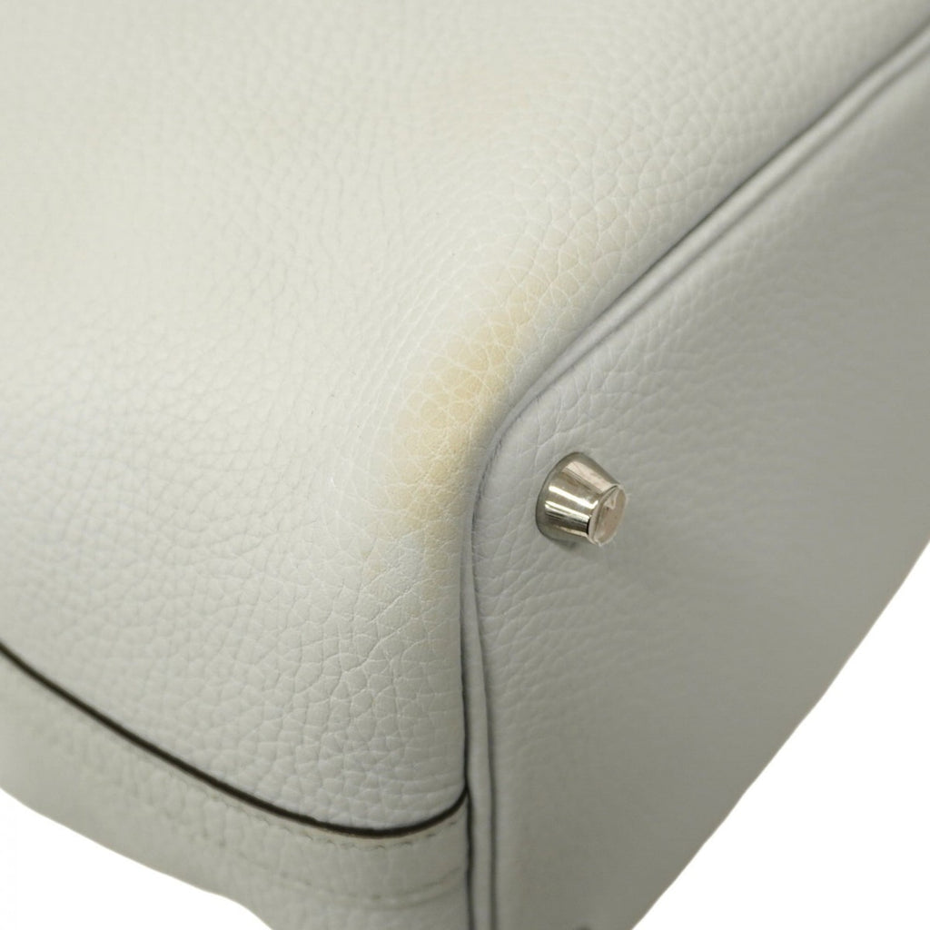 Hermes Silver Taurillon Clemence Leather Handbag (Pre-Owned)