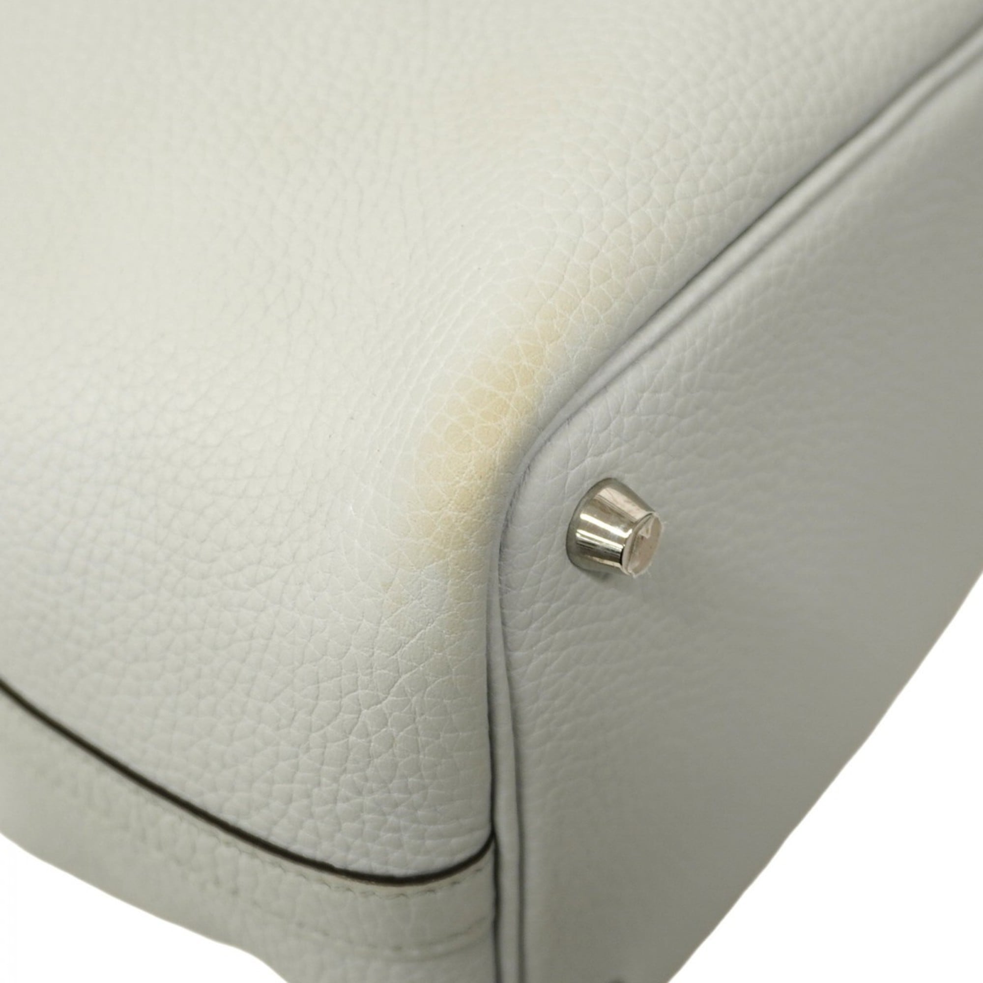 Hermes Silver Taurillon Clemence Leather Handbag (Pre-Owned)