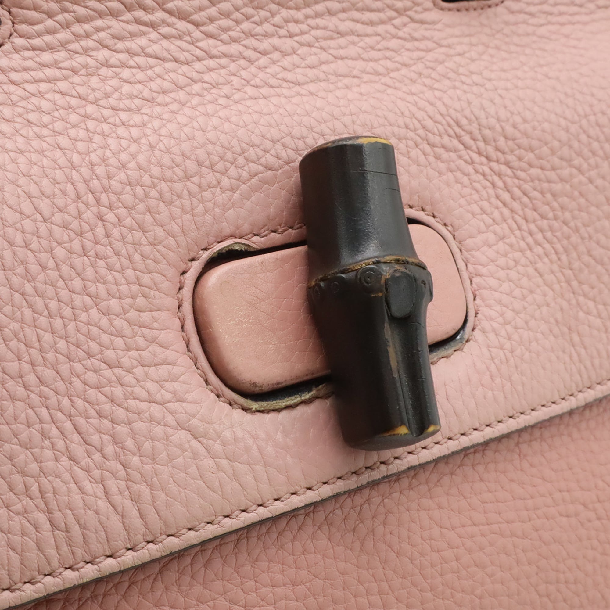 Gucci Pink Bamboo Leather Handbag Shoulder Bag (Pre-Owned)