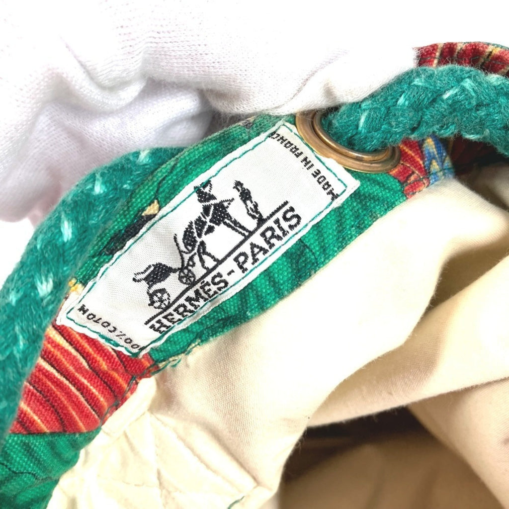 Hermes Green Multi-Color Cotton Shoulder Bag (Pre-Owned)