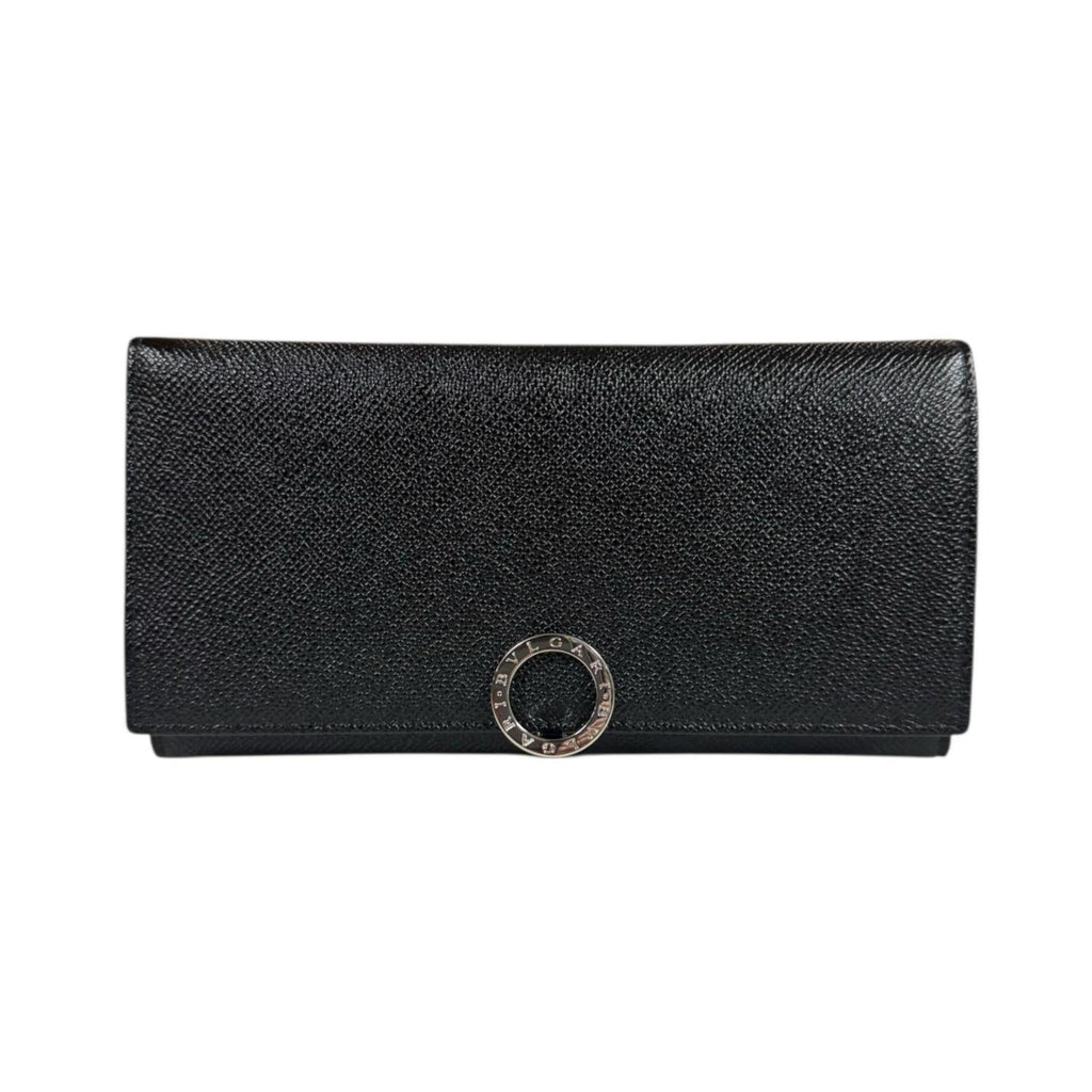 Bvlgari Black Leather Long Wallet (Tri-Fold) (Pre-Owned)