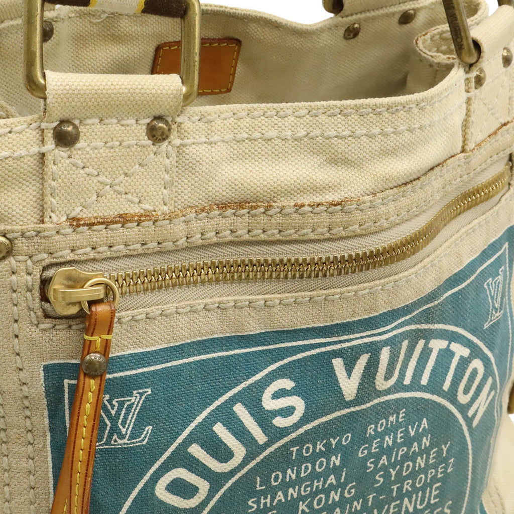 Louis Vuitton Blue Natural Canvas Shoulder Bag Tote Bag (Pre-Owned)