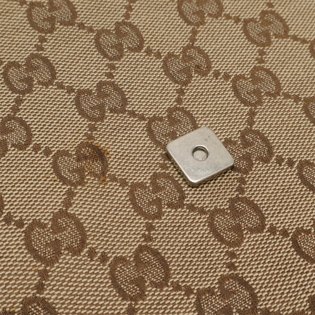Gucci Gg Canvas Beige Dark Brown Khaki Gg Canvas Leather Shoulder Bag (Pre-Owned)