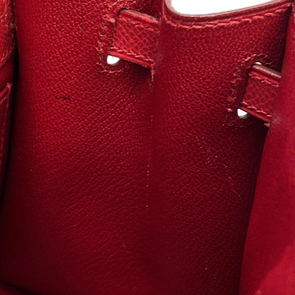 Hermes Kelly Rouge Vif Courchevel Leather Handbag (Pre-Owned)