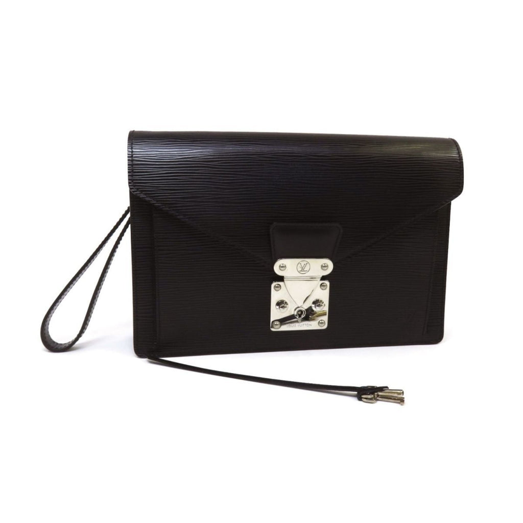 Louis Vuitton Noir Leather Clutch Bag Pochette (Pre-Owned)
