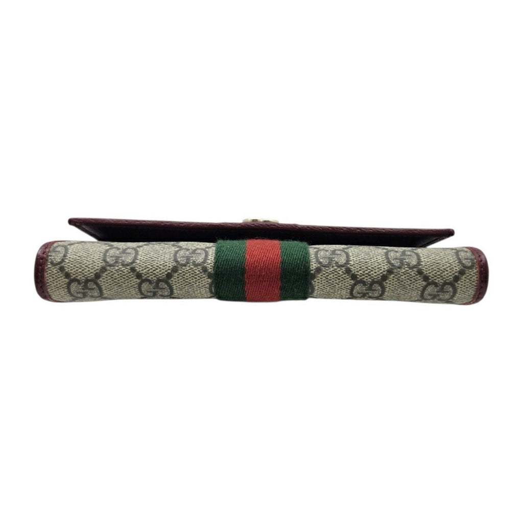 Gucci Beige Green Red Color Gg Supreme Leather Long Wallet (Bi-Fold) (Pre-Owned)