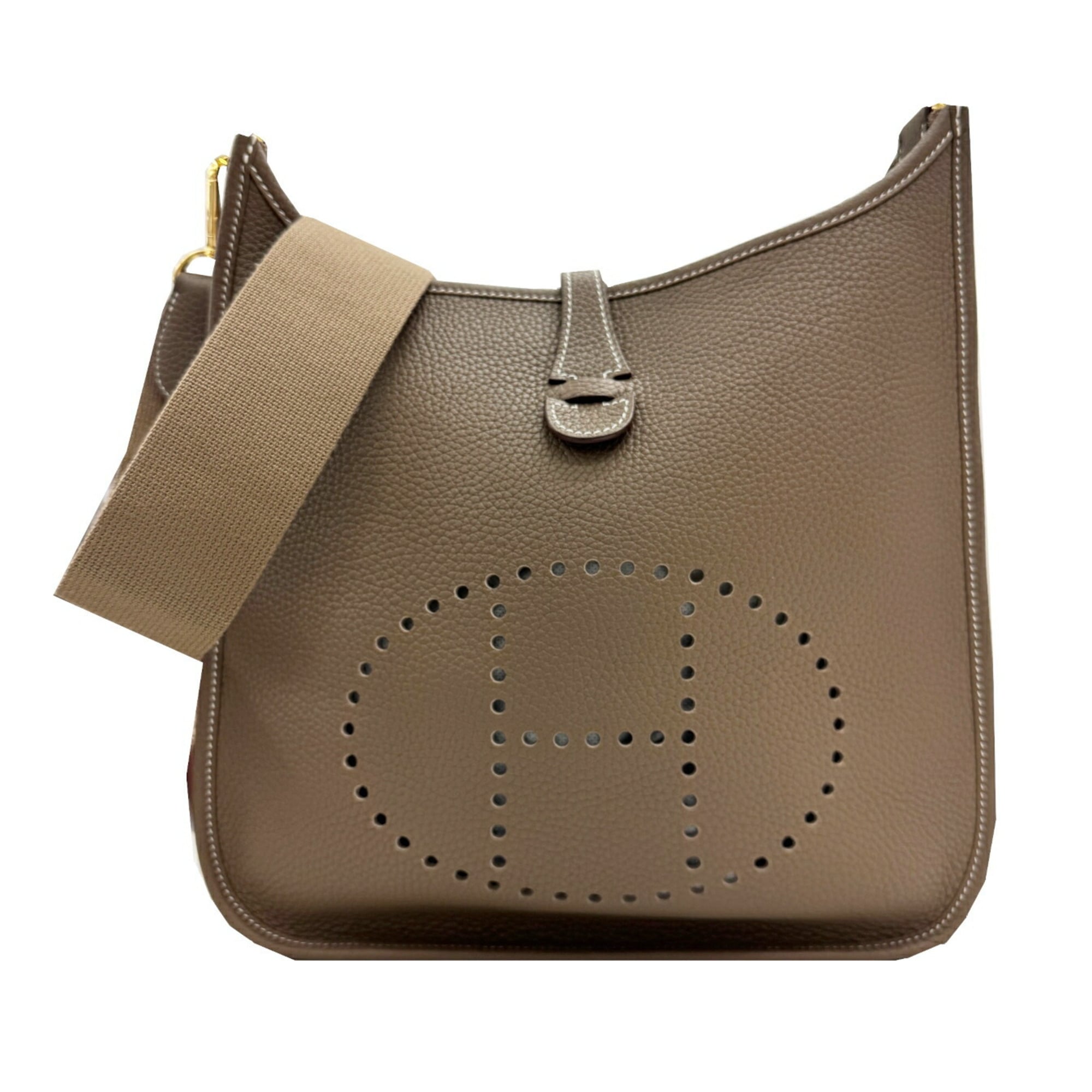 Hermes Etoupe Gray Taurillon Clemence Leather Shoulder Bag (Pre-Owned)