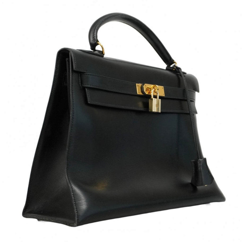 Hermes Black Box Calf Leather Handbag (Pre-Owned)