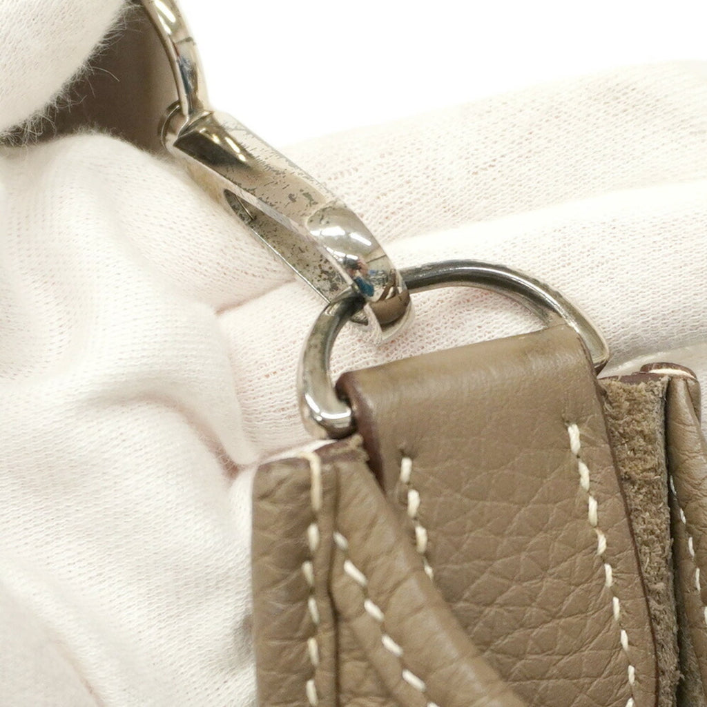 Hermes Etoupe Gray Taurillon Clemence Leather Shoulder Bag (Pre-Owned)
