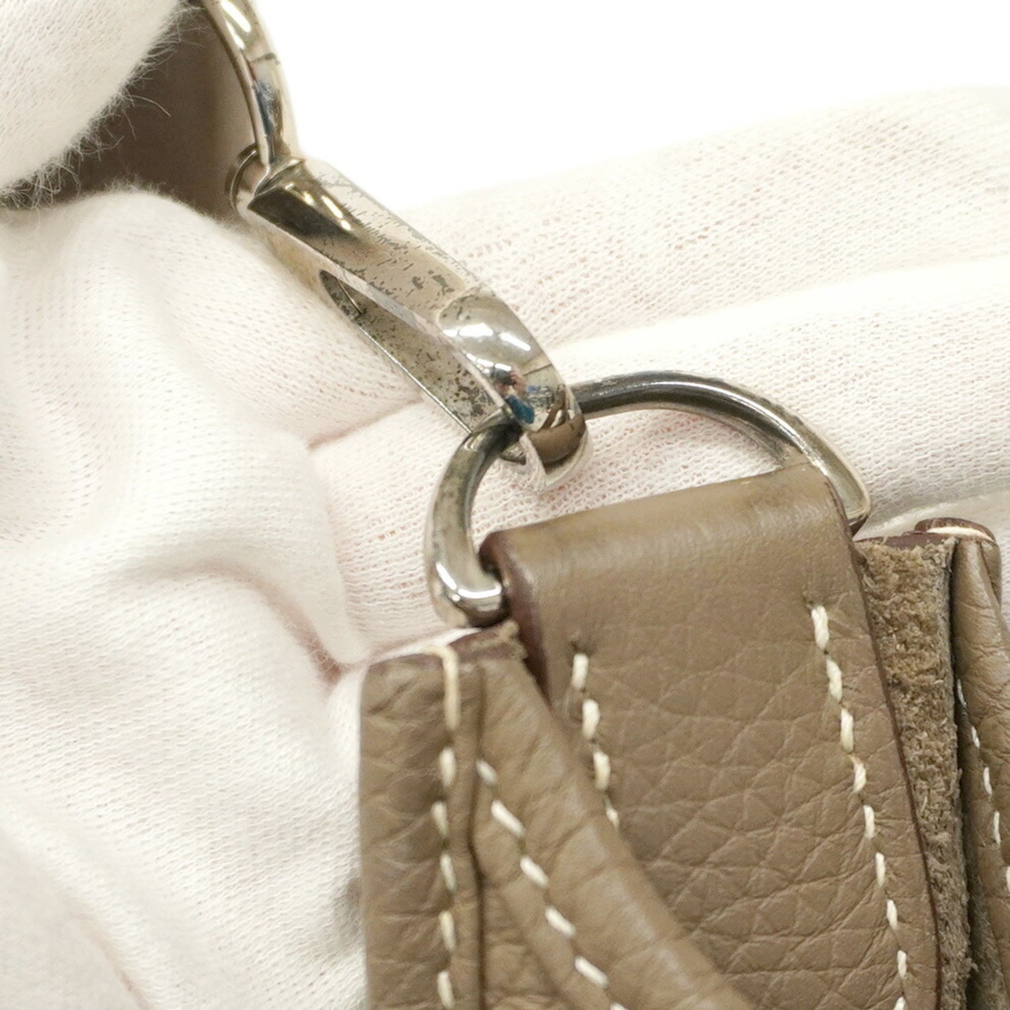 Hermes Etoupe Gray Taurillon Clemence Leather Shoulder Bag (Pre-Owned)