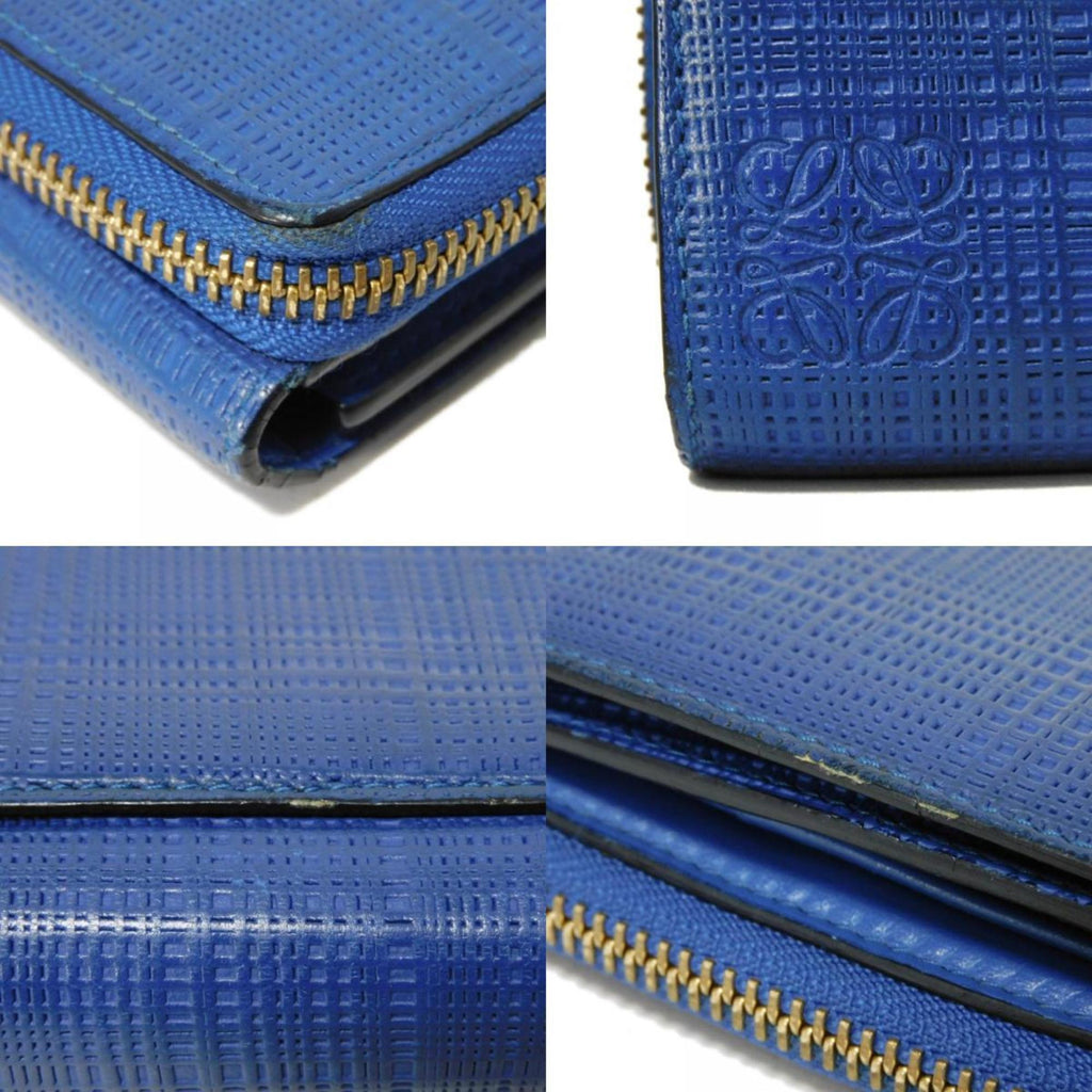 Loewe Linen Blue Leather Wallet (Tri-Fold) (Pre-Owned)