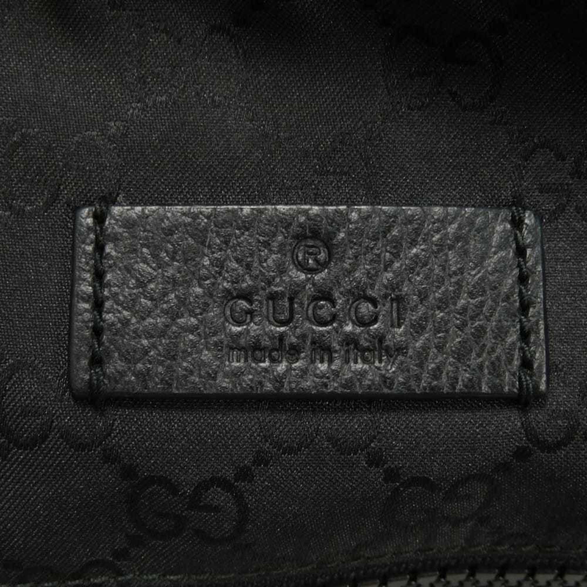 Gucci Black Nylon Gg Canvas Leather Messenger Bag Shoulder Bag (Pre-Owned)