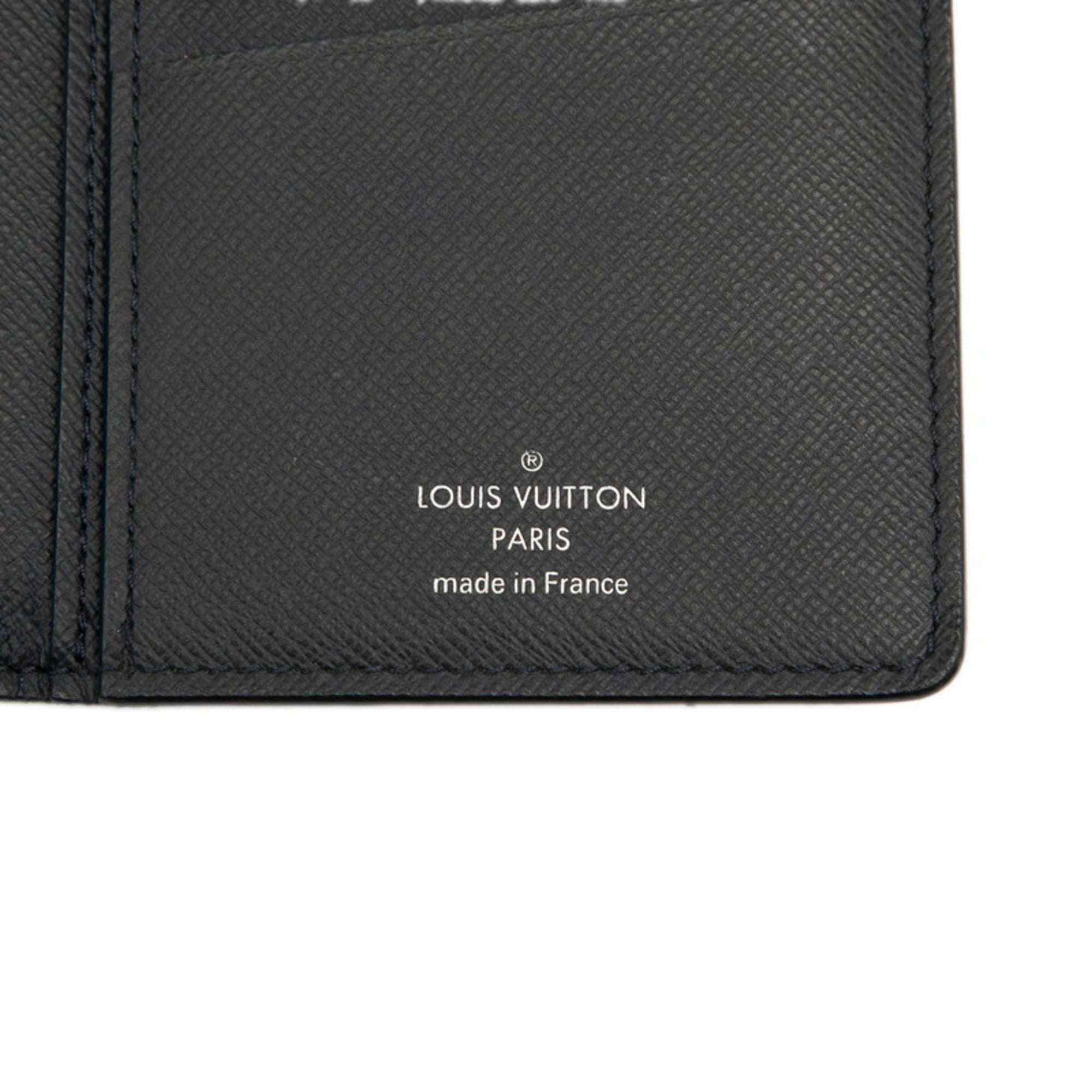 Louis Vuitton Navy Navy Blue Leather Long Wallet (Bi-Fold) (Pre-Owned)