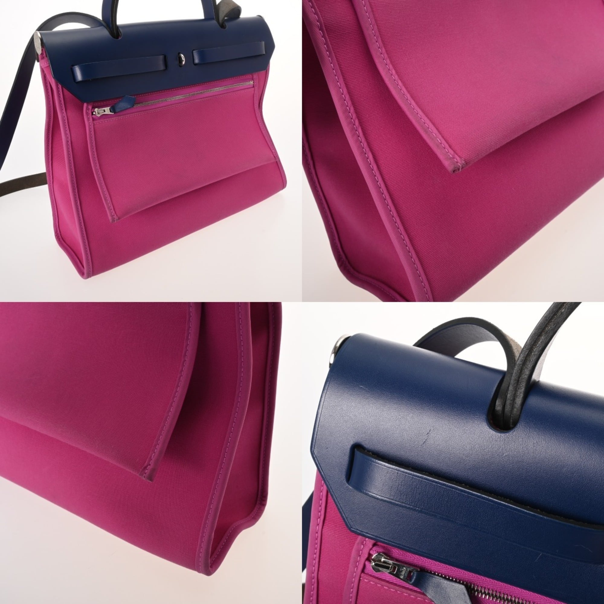 Hermes Blue Pink Vache Leather Briefcase Handbag (Pre-Owned)