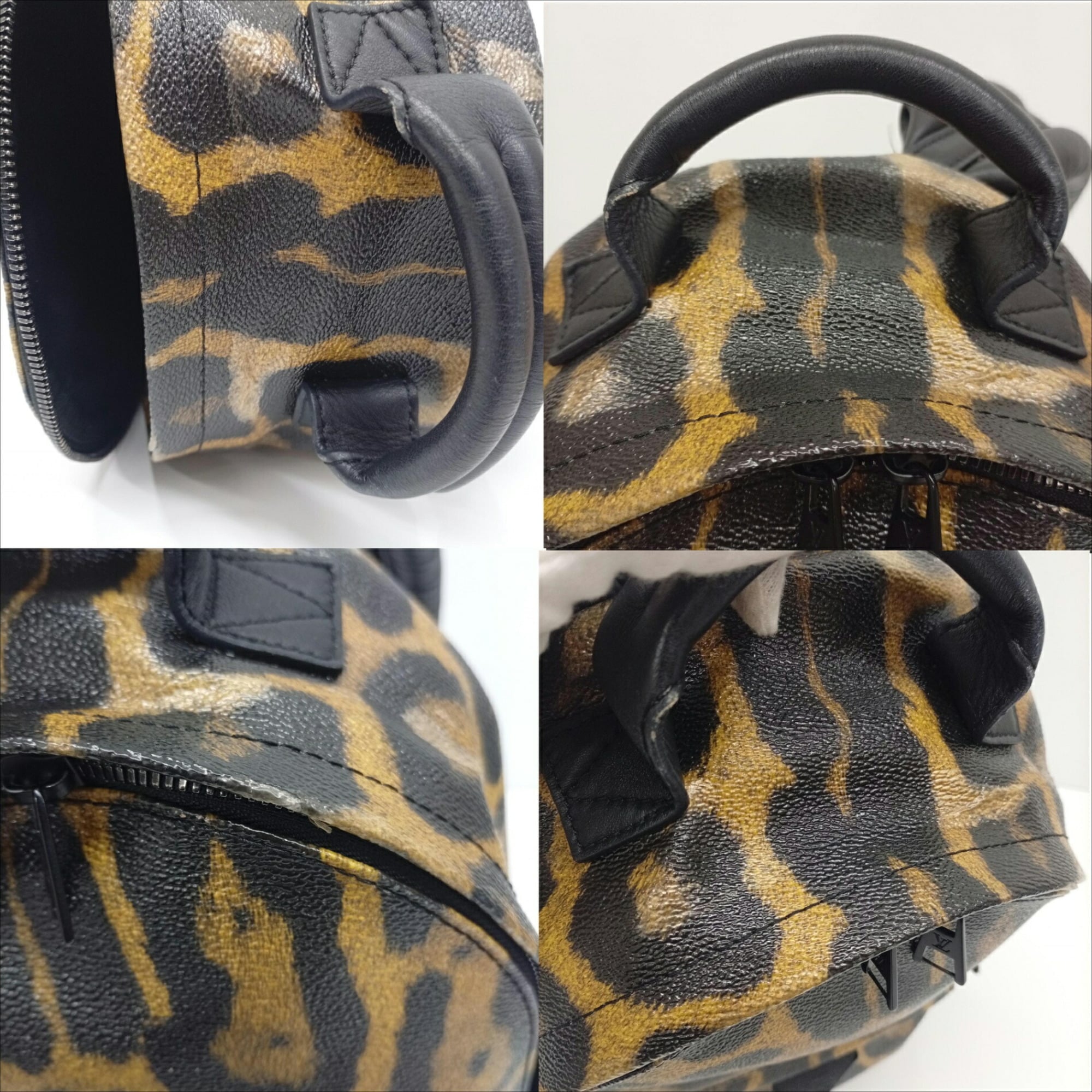 Louis Vuitton Black Brown Leopard Pvc Coated Canvas Leather Backpack (Pre-Owned)