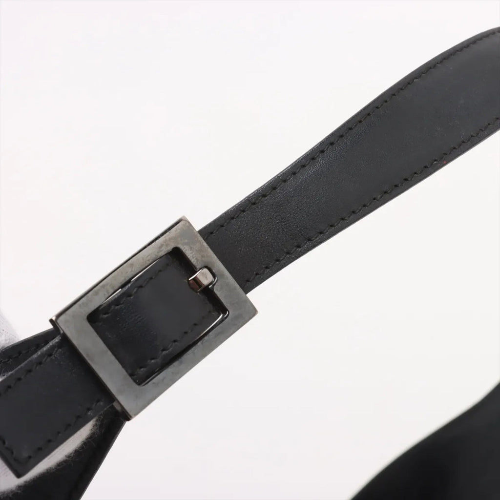 Gucci Black Leather Canvas Shoulder Bag (Pre-Owned)