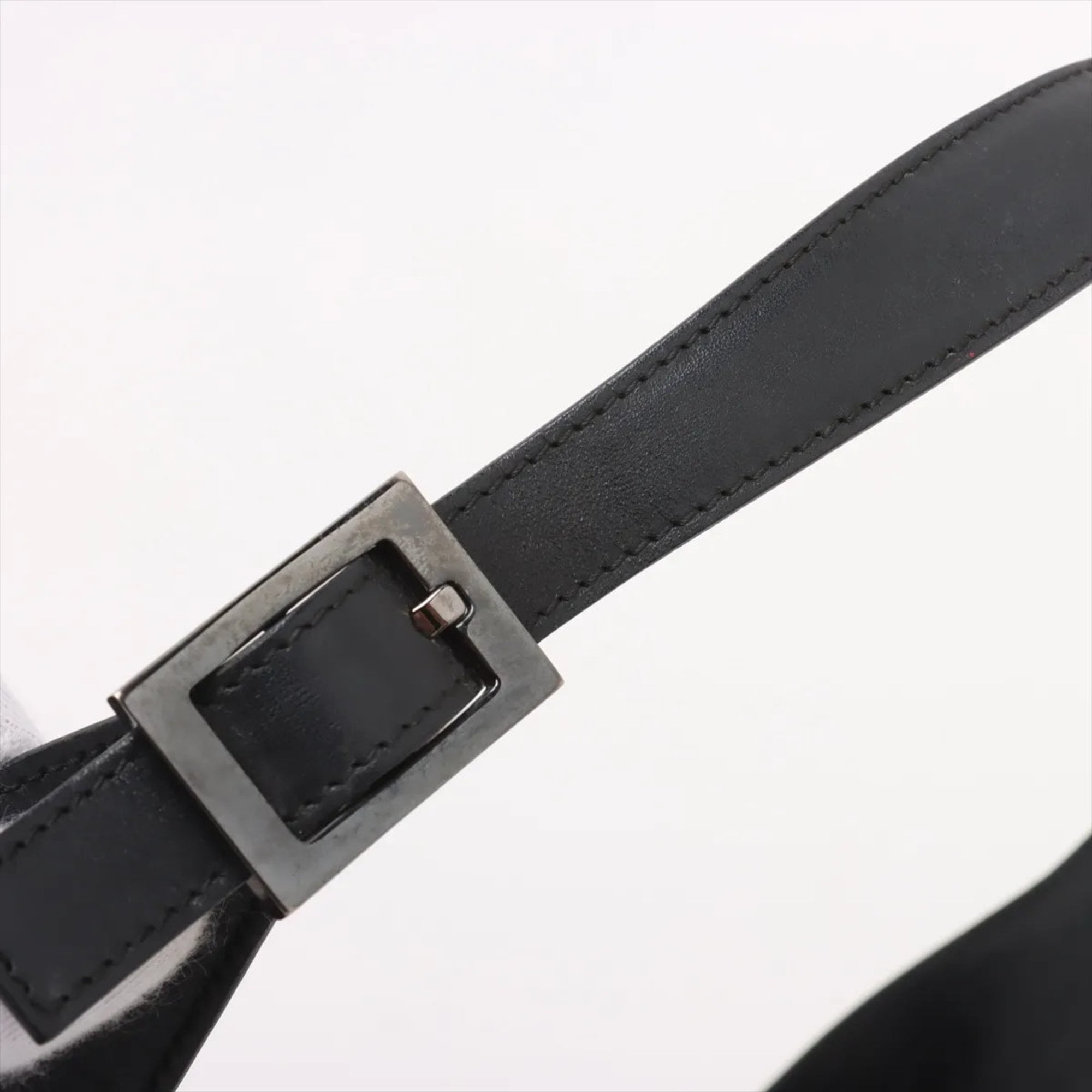 Gucci Black Leather Canvas Shoulder Bag (Pre-Owned)