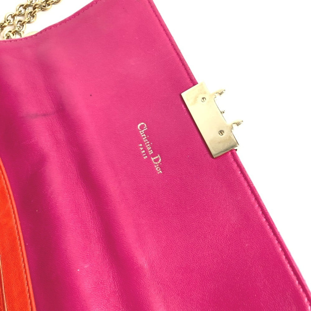 Christian Dior Pink Leather Clutch Bag Shoulder Bag (Pre-Owned)