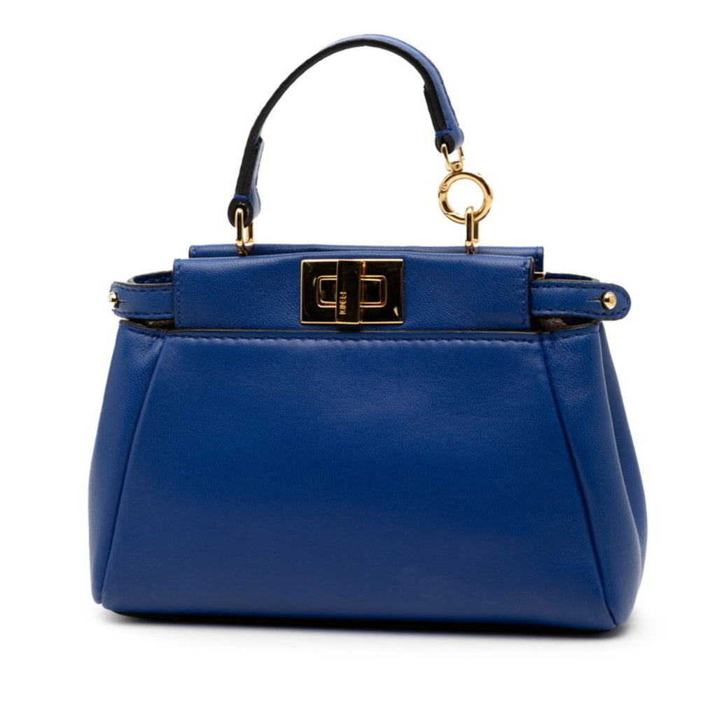 Fendi Blue Leather Handbag Shoulder Bag (Pre-Owned)