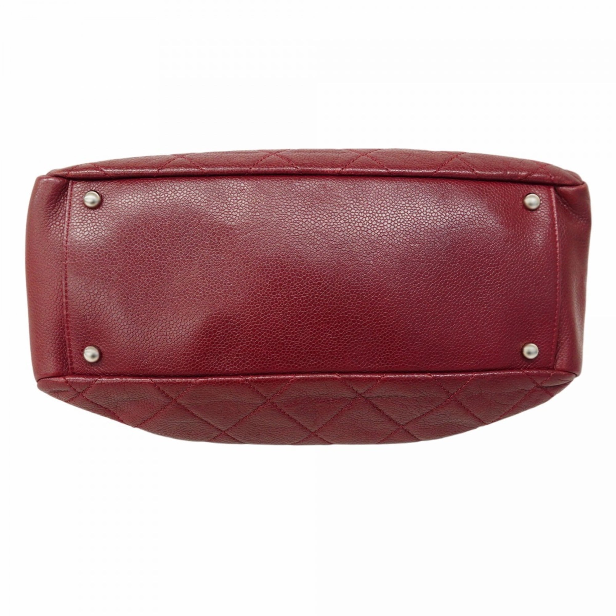 Chanel Red Color Grained Calfskin Shoulder Bag (Pre-Owned)