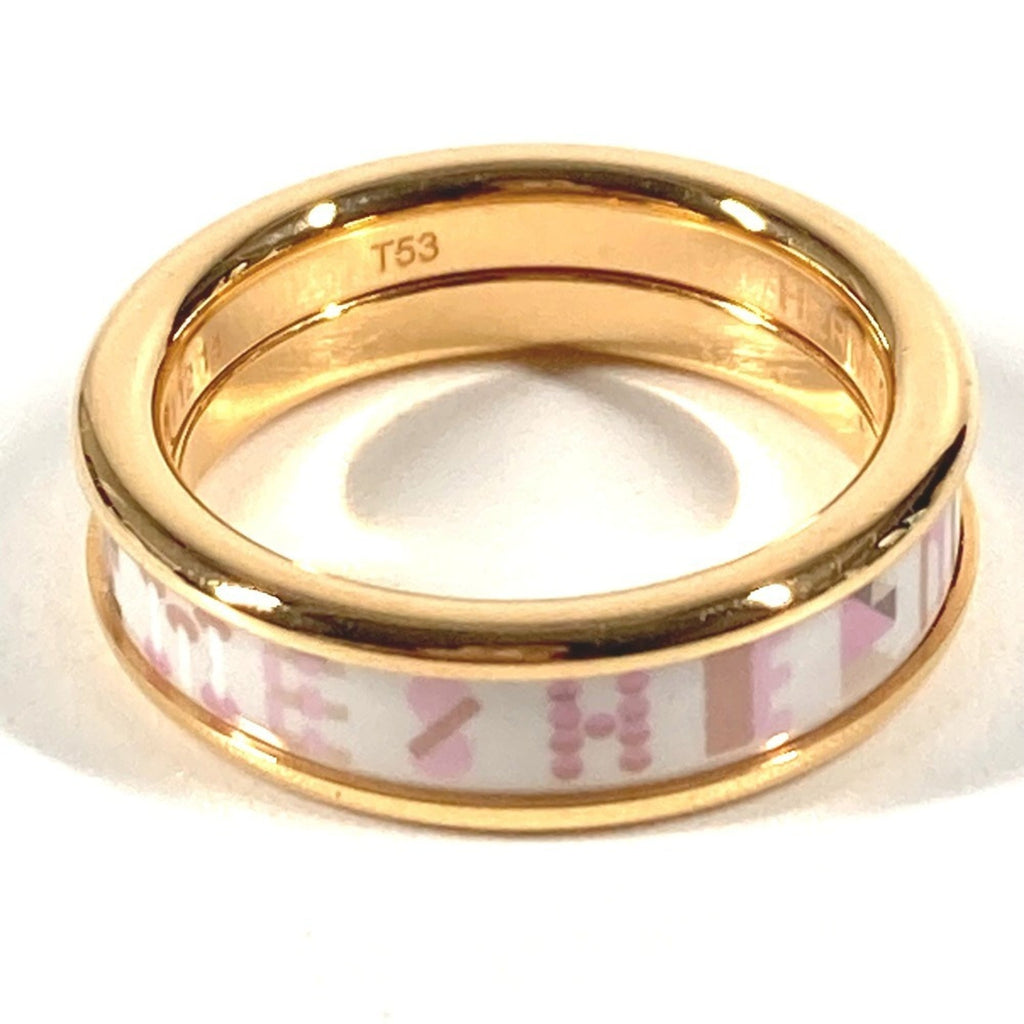 Hermes Gold Pink White Metal Band Ring (Pre-Owned)