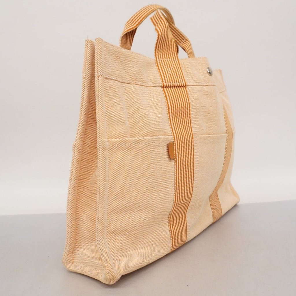 Hermes Orange White Canvas Tote Bag (Pre-Owned)