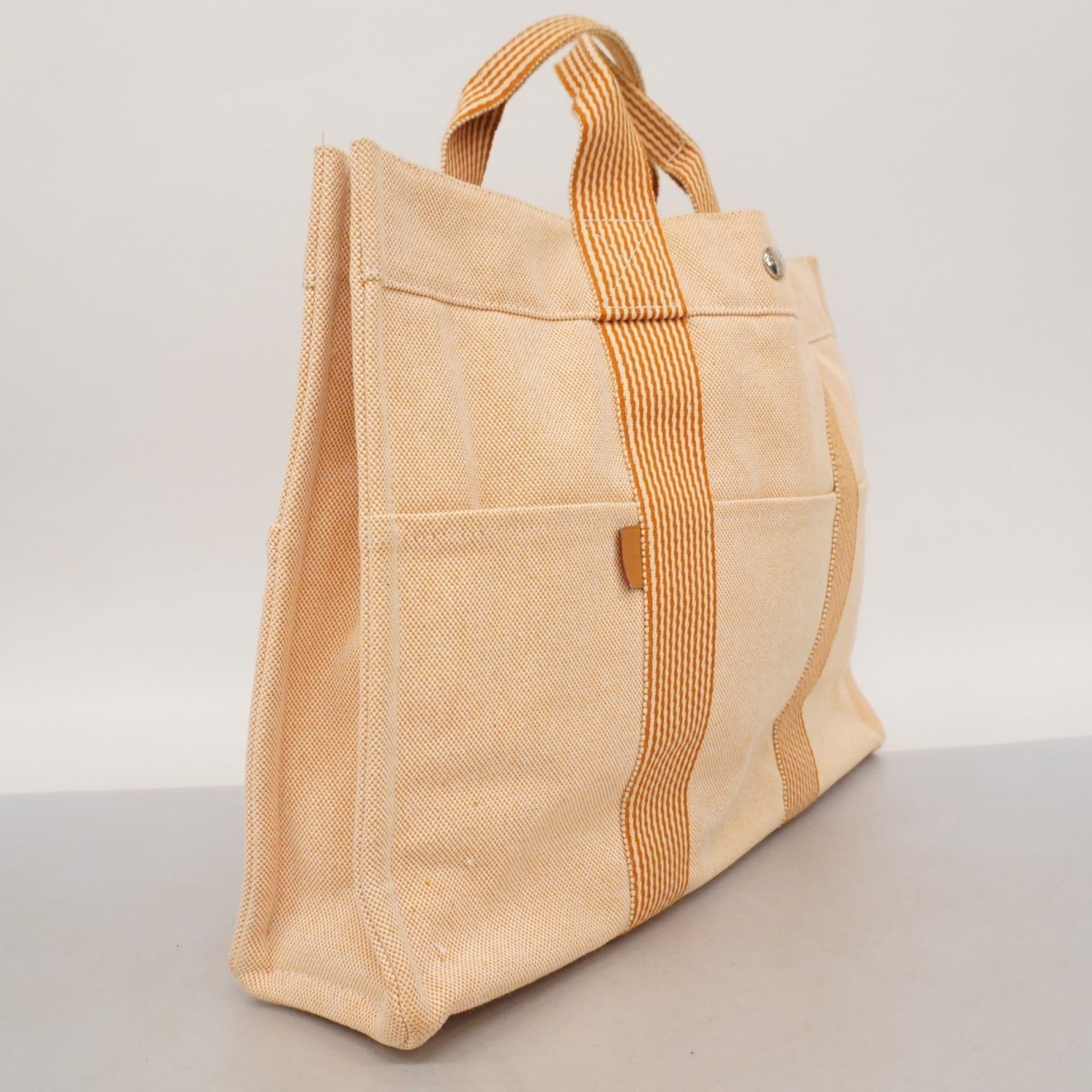 Hermes Orange White Canvas Tote Bag (Pre-Owned)