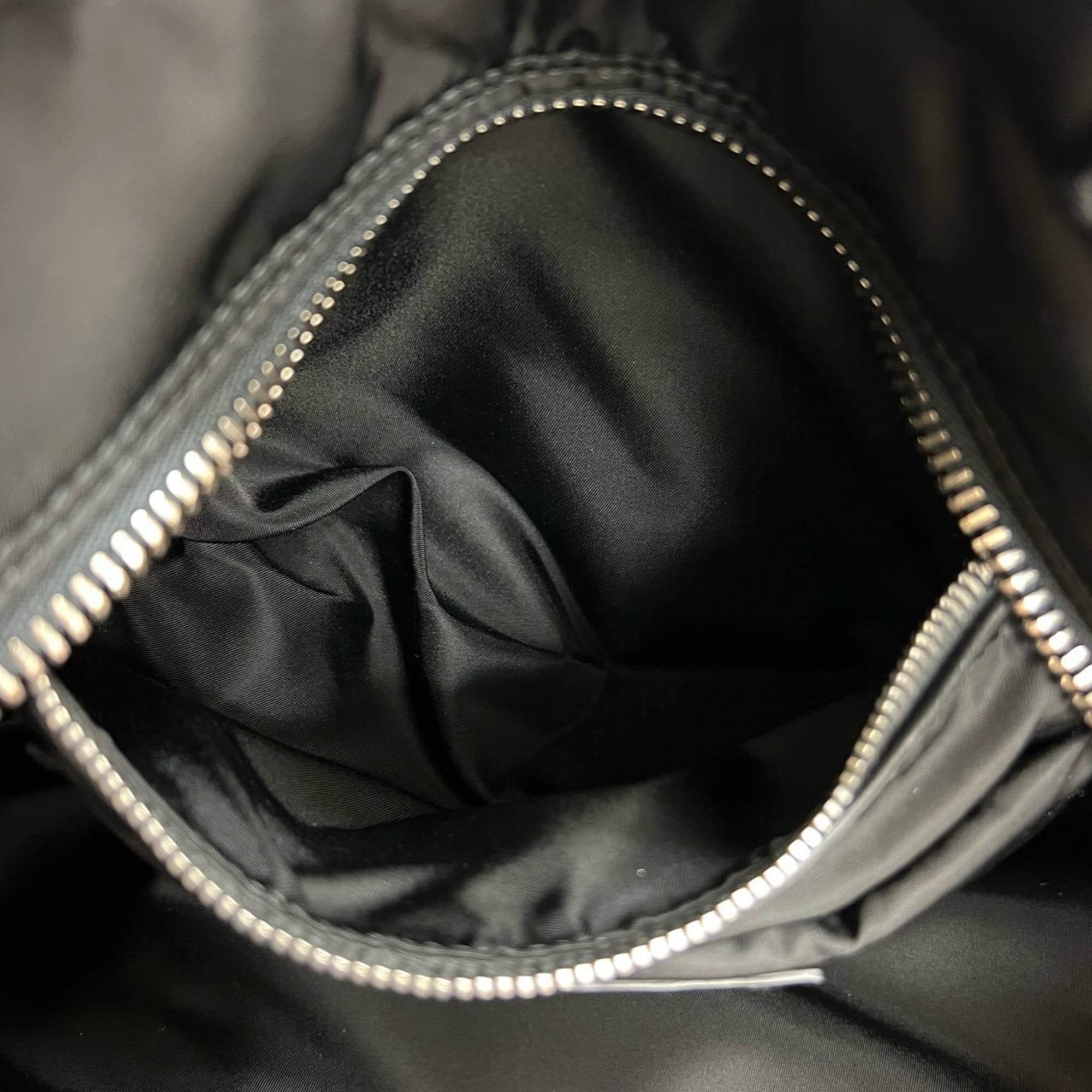 Prada Black Navy Nylon Leather Handbag Shoulder Bag Tote Bag (Pre-Owned)