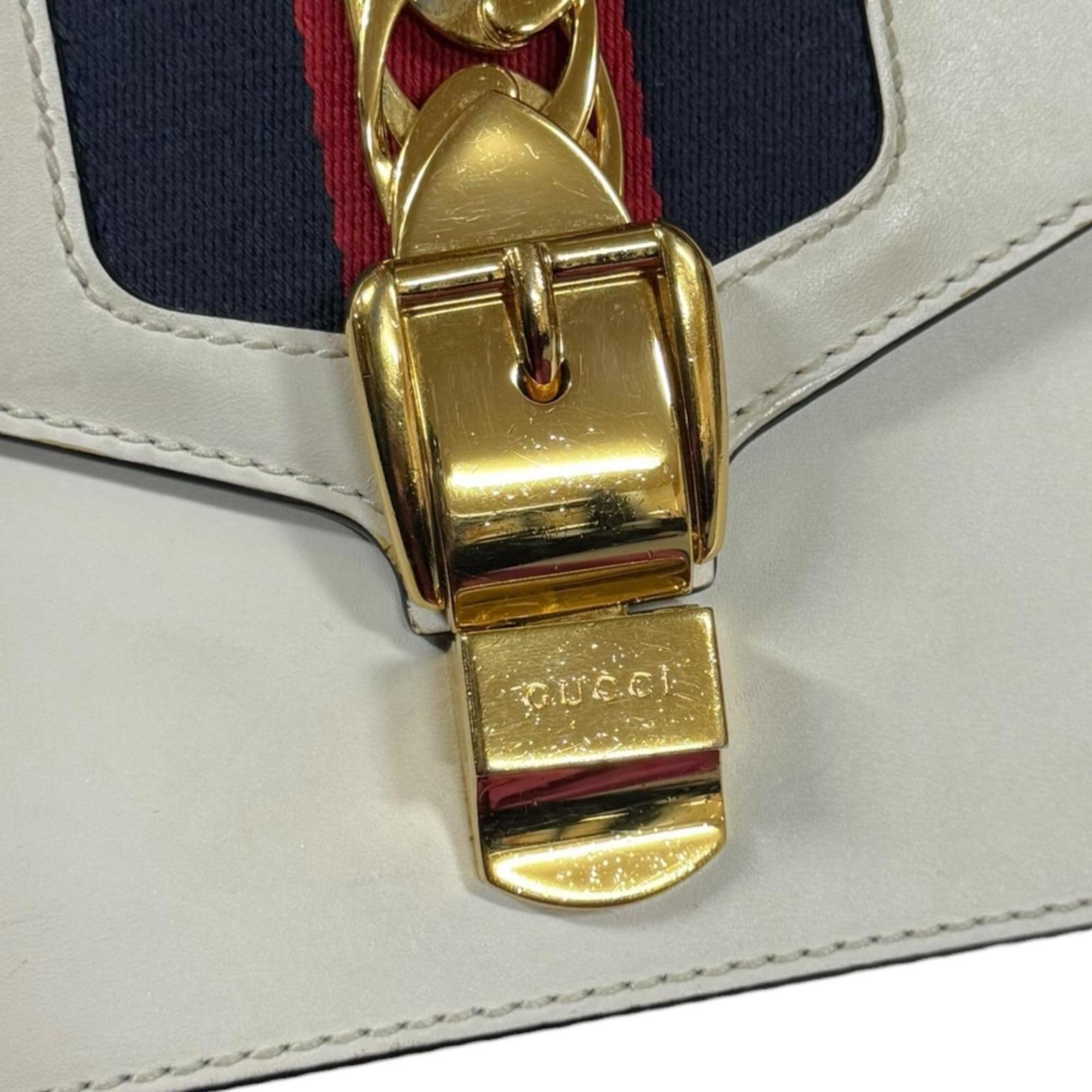 Gucci Ivory White Leather Shoulder Bag (Pre-Owned)