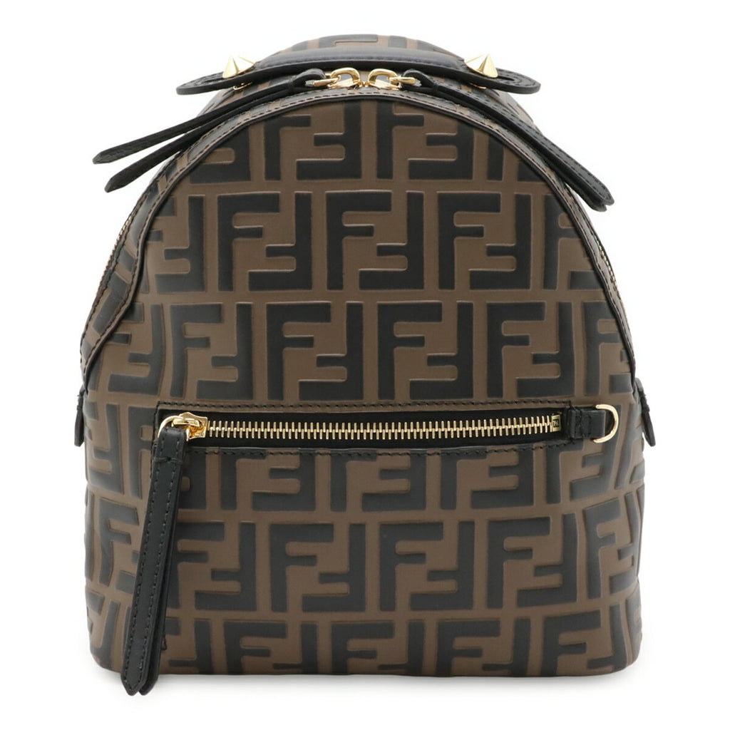 Fendi Black Brown Leather Backpack (Pre-Owned)