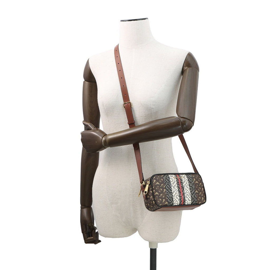 Burberry Black Brown White Pvc Leather Shoulder Bag (Pre-Owned)