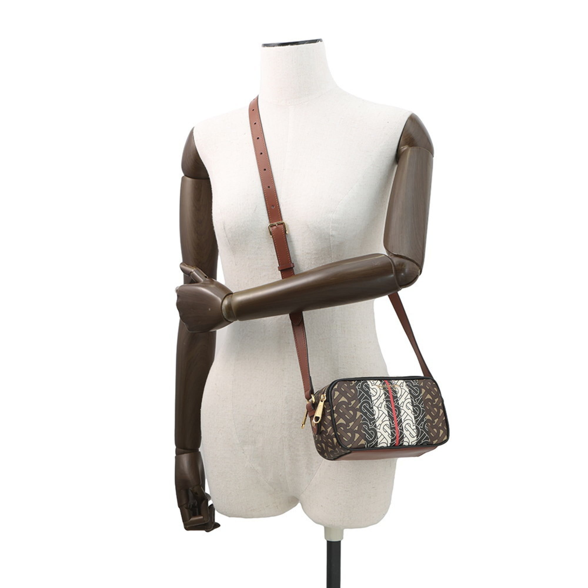 Burberry Black Brown White Pvc Leather Shoulder Bag (Pre-Owned)