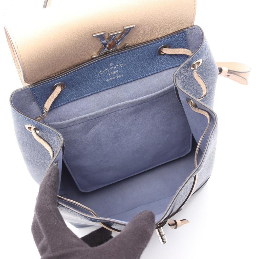 Louis Vuitton Beige Blue Leather Backpack (Pre-Owned)