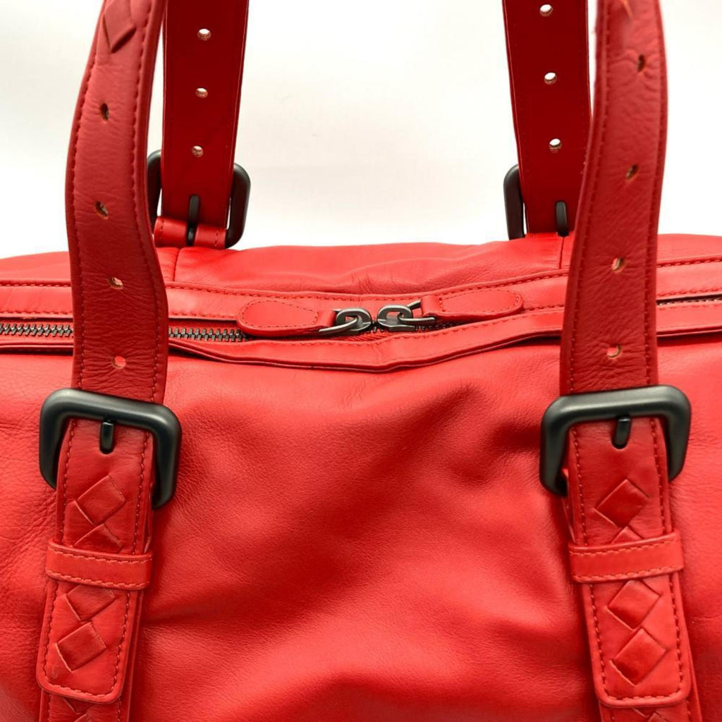 Bottega Veneta Red Color Leather Boston Bag (Pre-Owned)