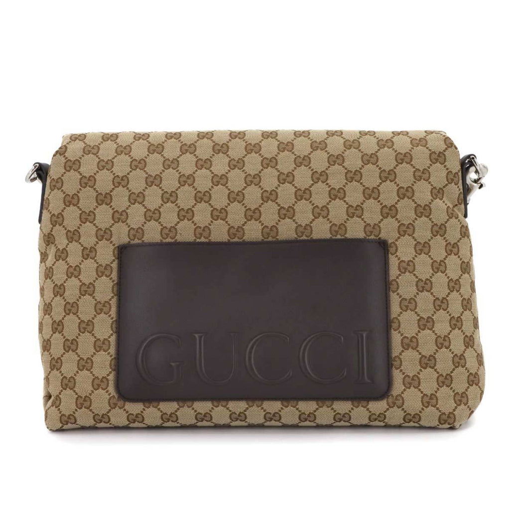 Gucci Beige Brown Gg Canvas Leather Shoulder Bag (Pre-Owned)