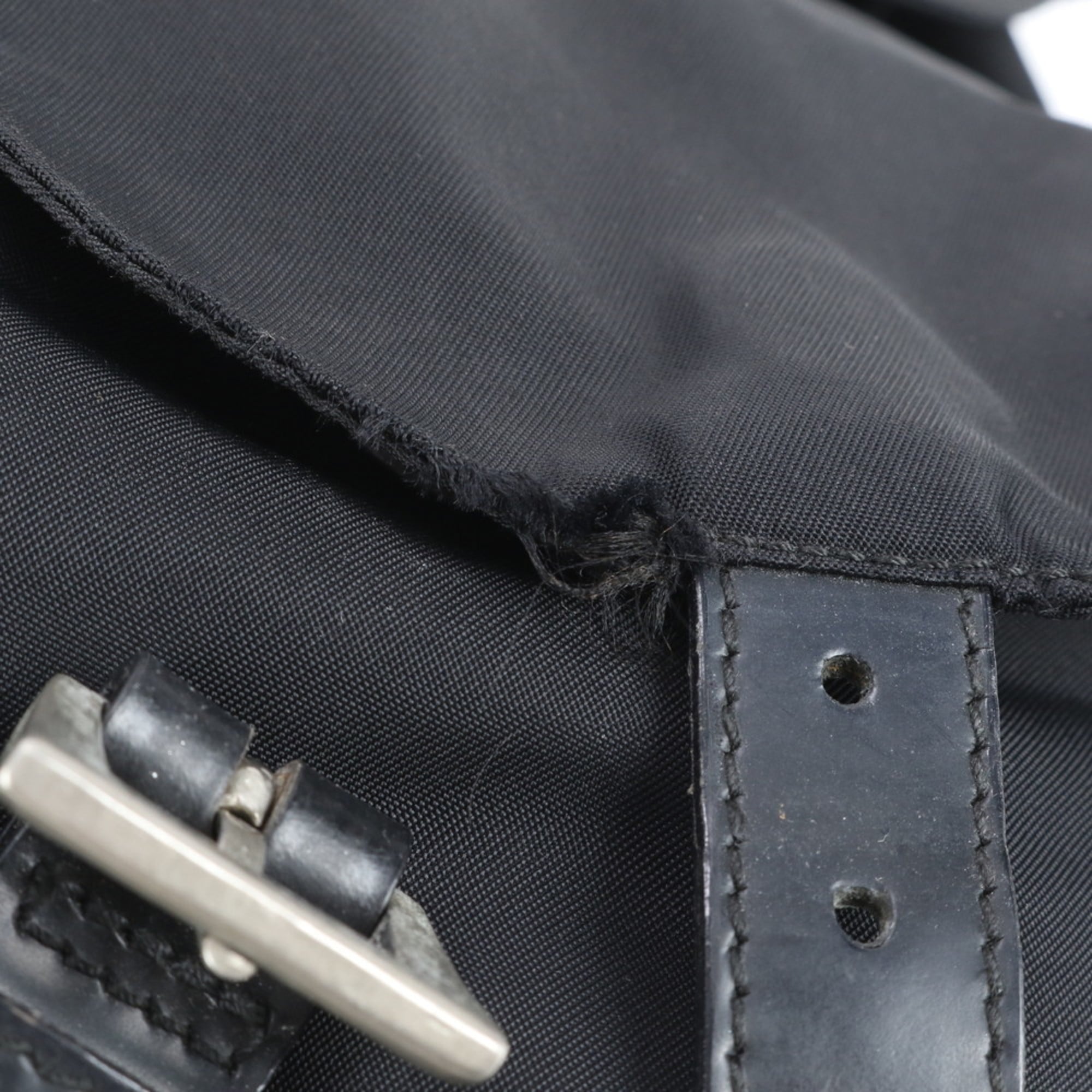 Prada Black Leather Nylon Backpack Shoulder Bag (Pre-Owned)