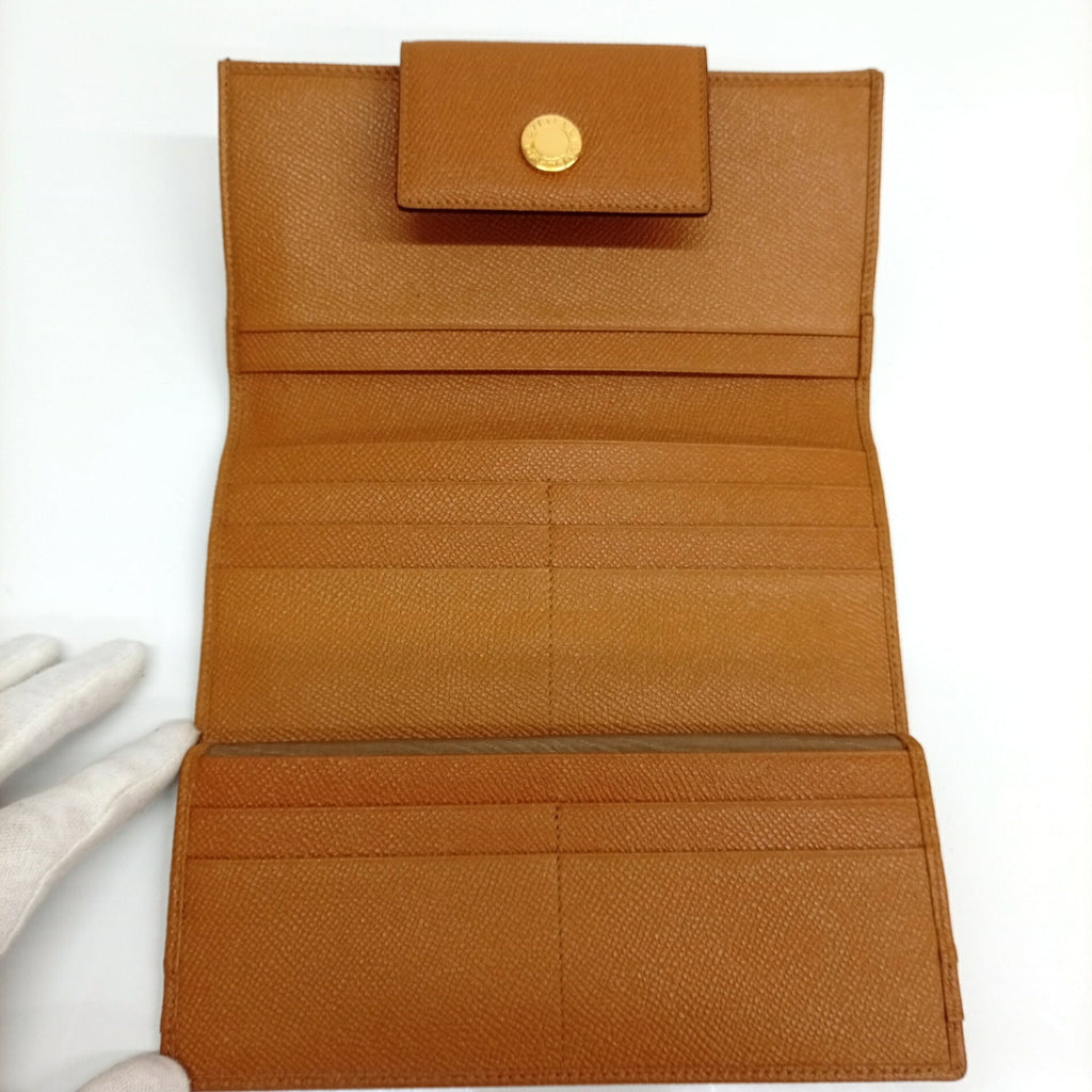 Bvlgari Brown Leather Long Wallet (Bi-Fold) (Pre-Owned)